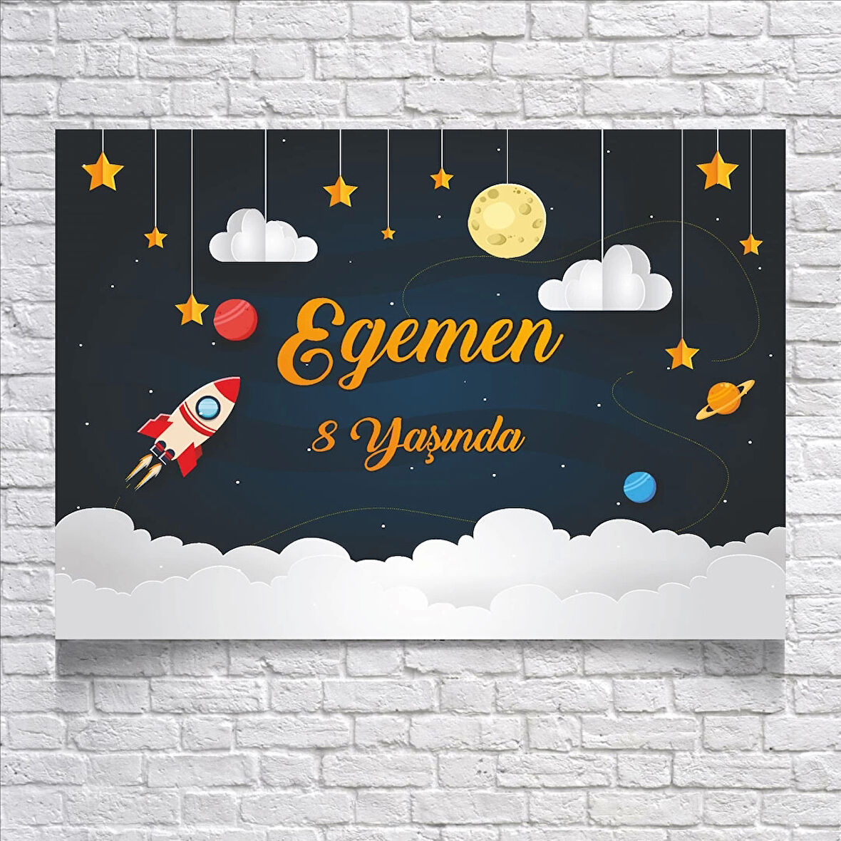 Uzay Temalı Doğum Günü Afişi 35X50 cm