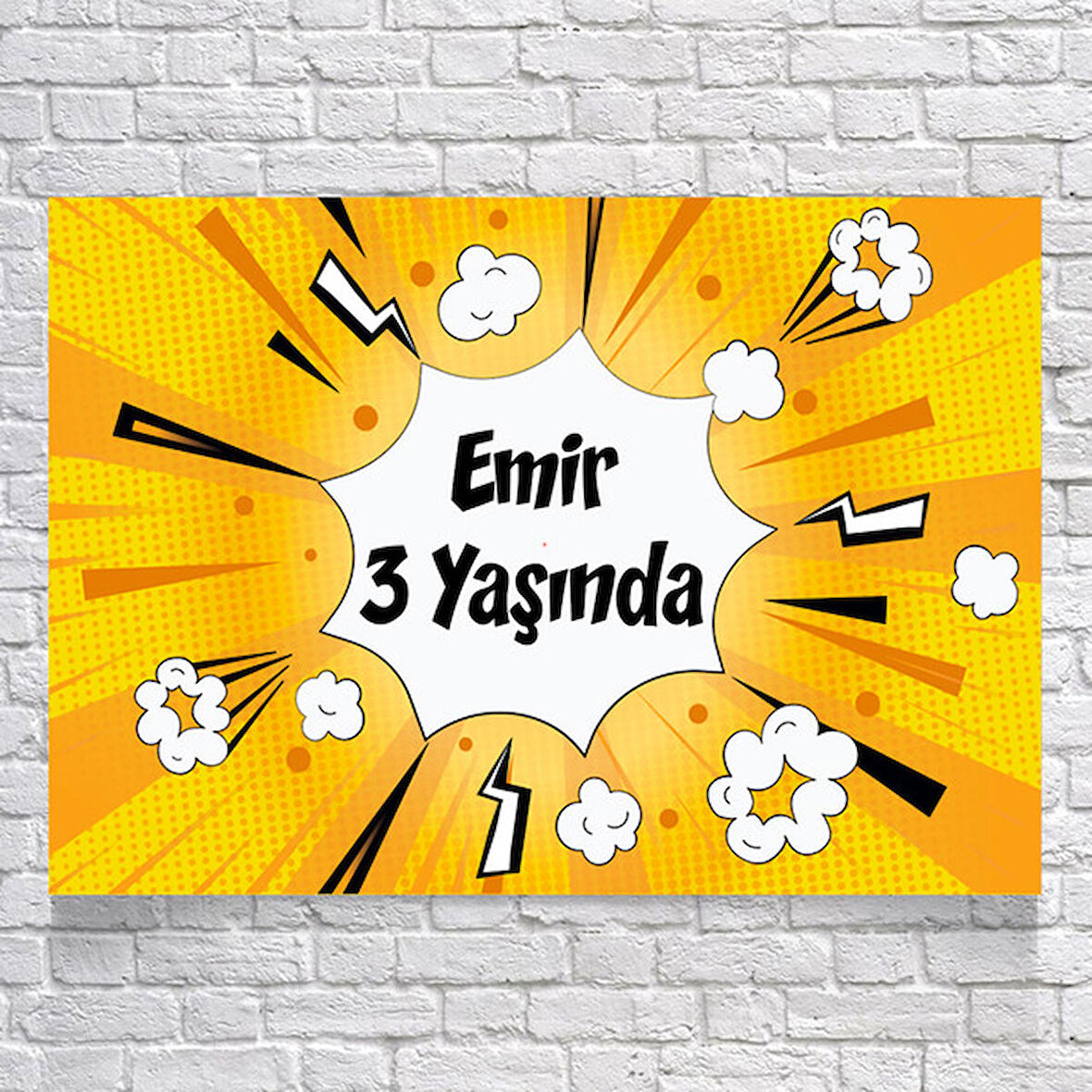 Sarı Elektirik Temalı Doğum Günü Afişi 50 x 70