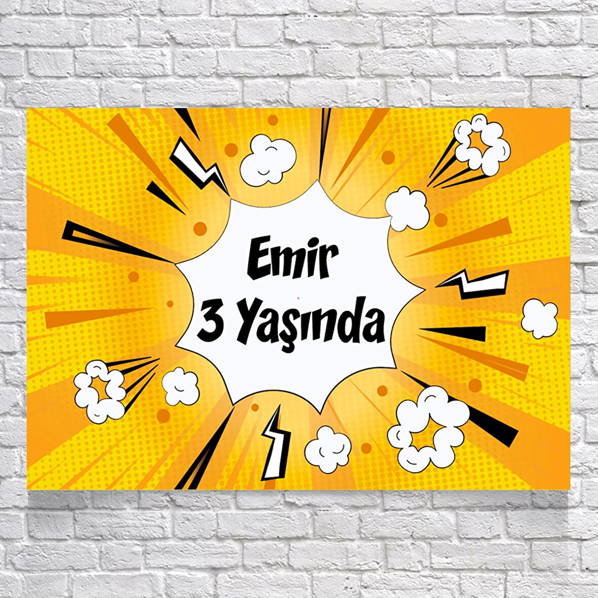 Sarı Elektirik Temalı Doğum Günü Afişi 70X100 cm