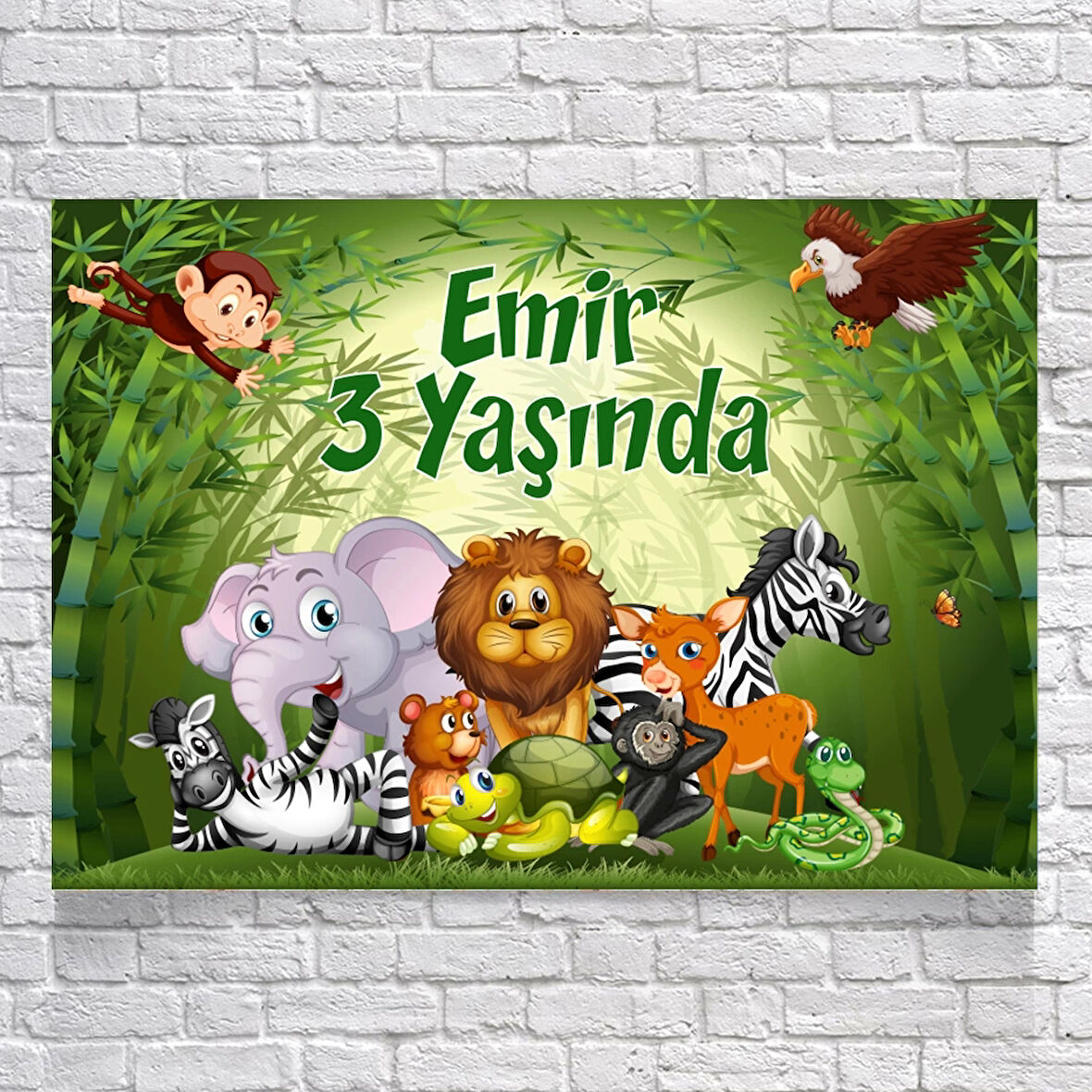 Safari Hayvanlar Temalı Doğum Günü Afişi 70X100 cm