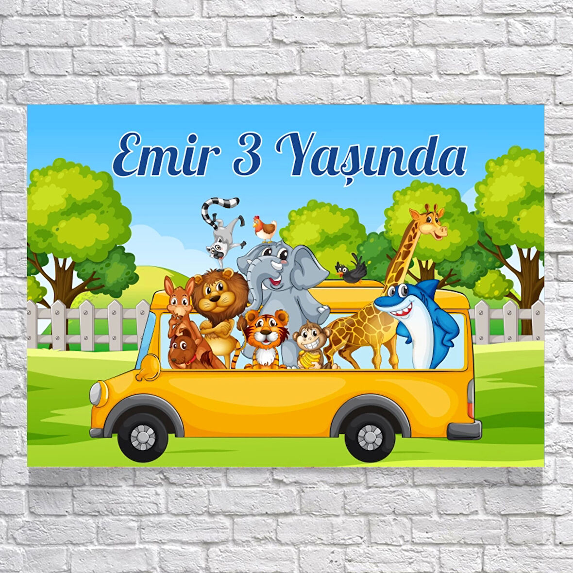 Safari Otobüs Temalı Doğum Günü Afişi 35X50 cm