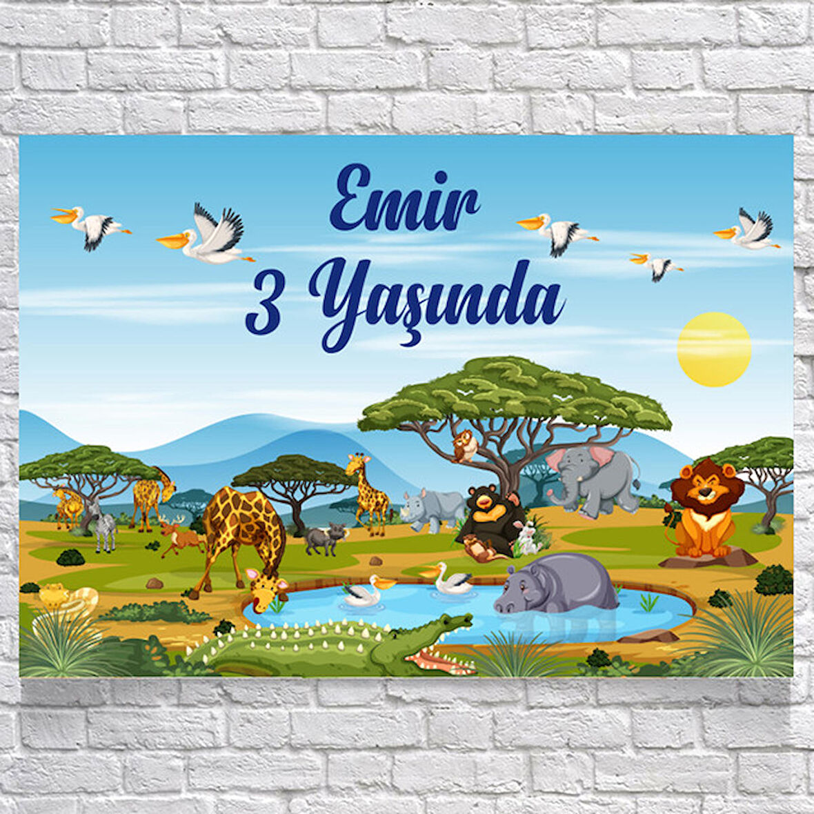 Safari Temalı Doğum Günü Afişi 50 x 70