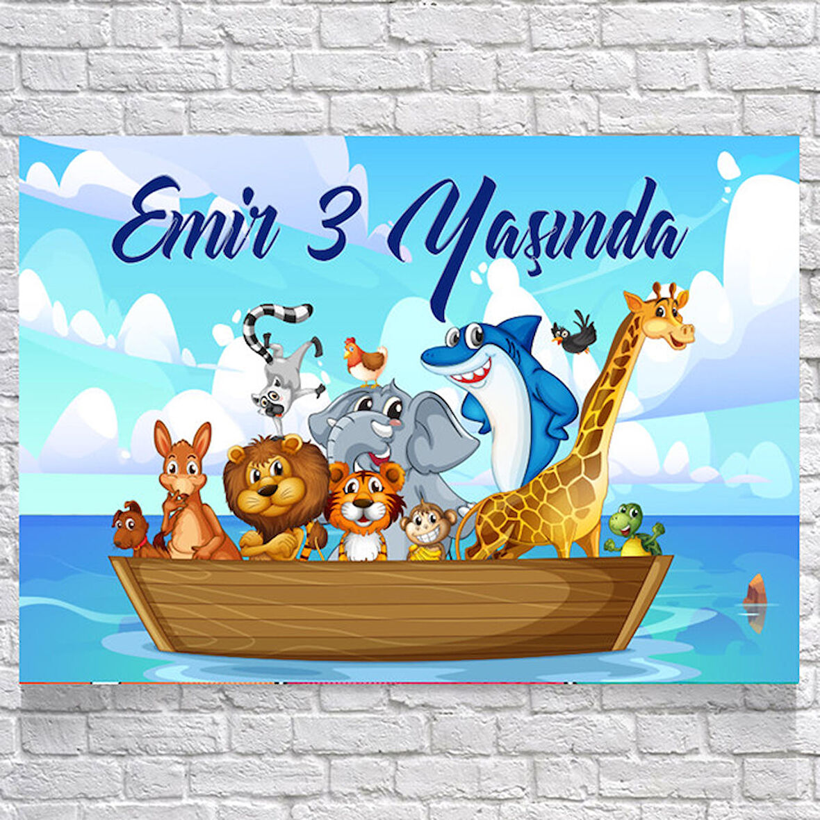 Safari Hayvanları Denizde Doğum Günü Afişi  50 x 70