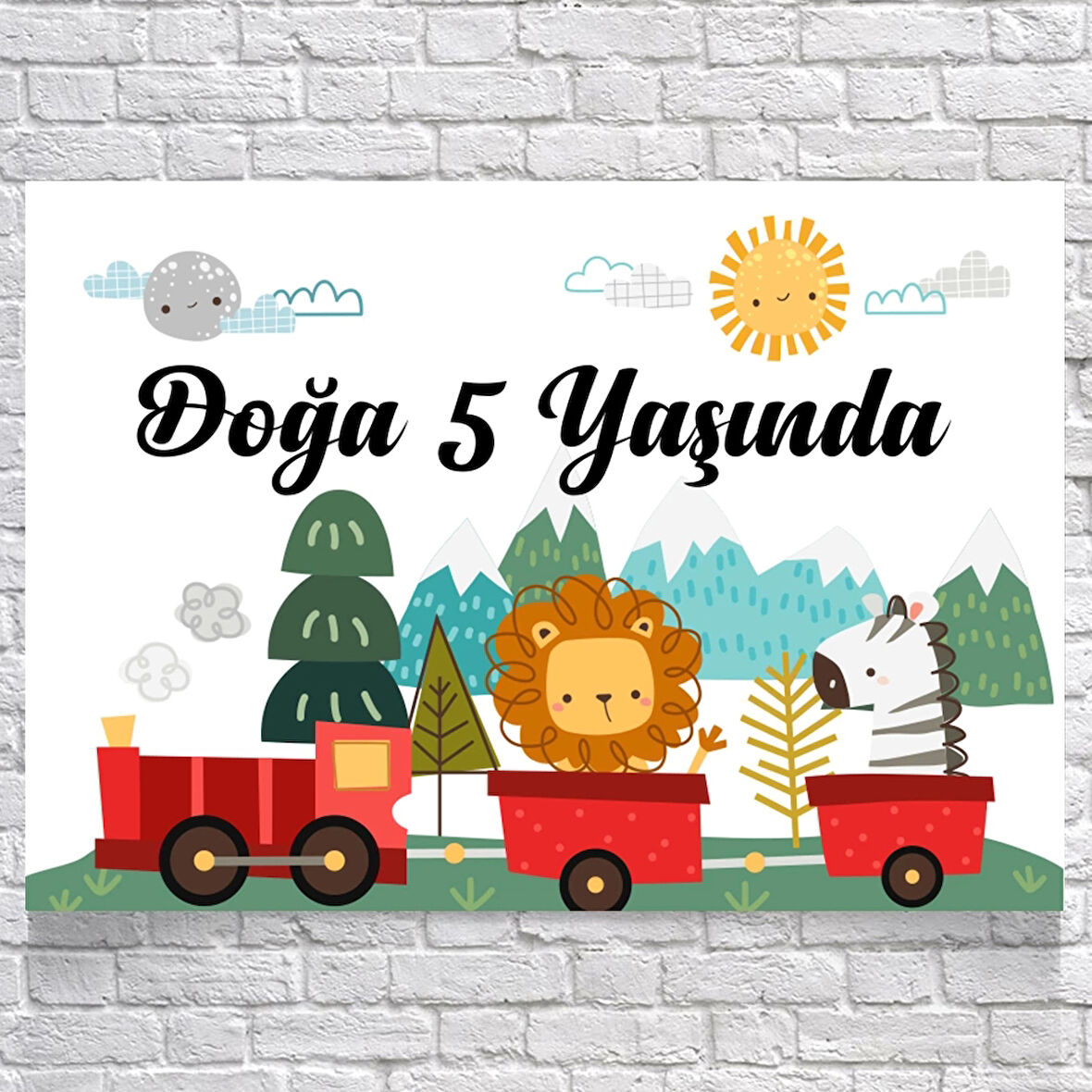 Trende Hayvanlar Temalı Doğum Günü Afişi 35X50 cm