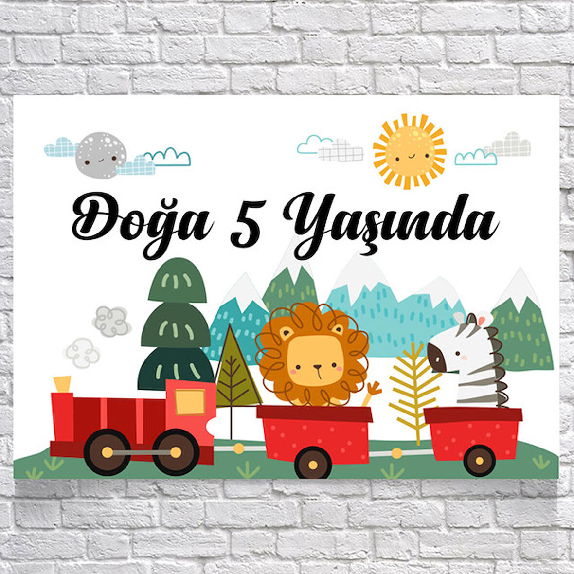 Trende Hayvanlar Temalı Doğum Günü Afişi 50 x 70