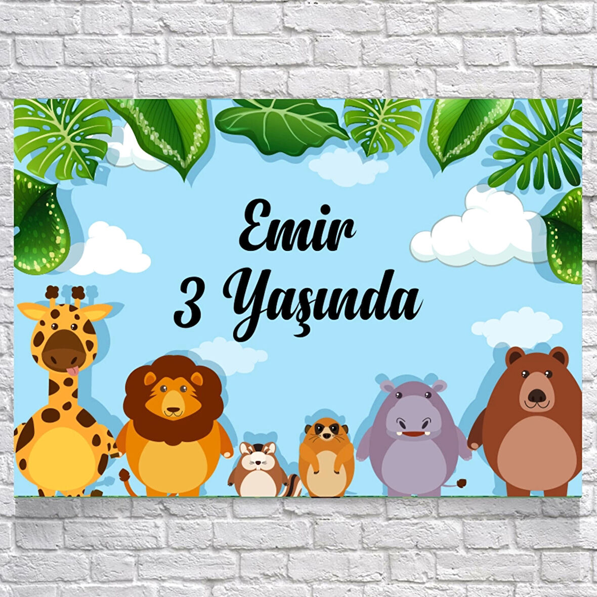 Safari Temalı Doğum Günü Afişi 100X150 cm