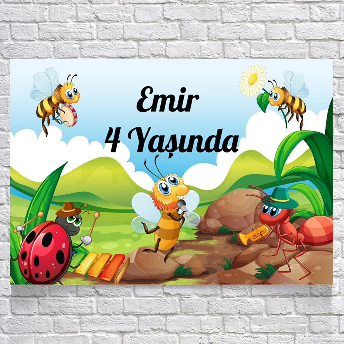 Karınca ve Ağustos Böceği Temalı Doğum Günü Afişi 50X70 cm