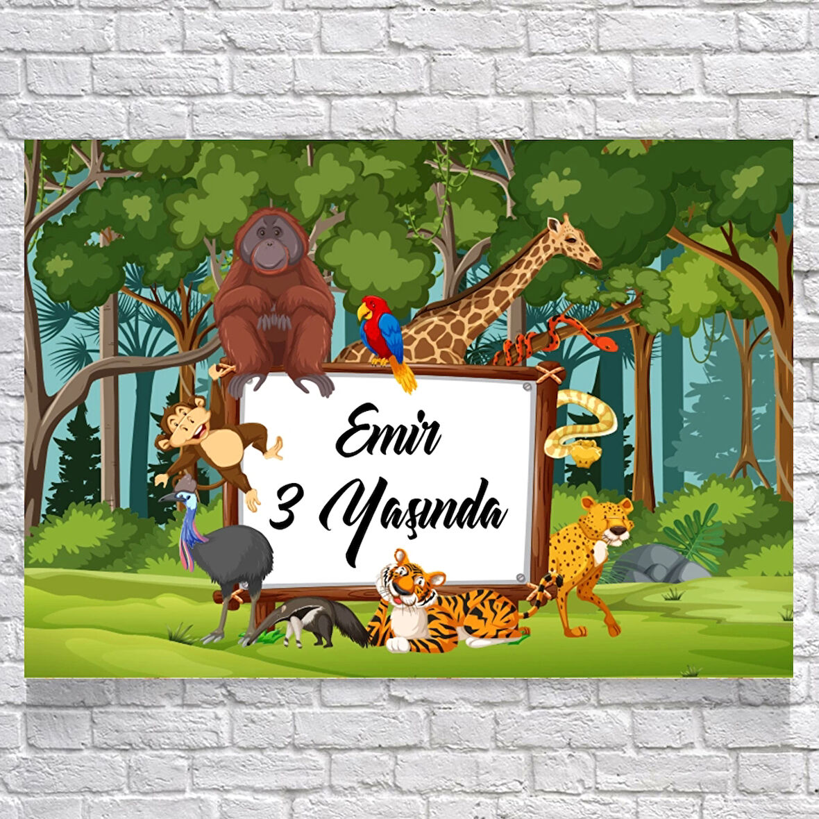 Safari Temalı Doğum Günü Afişi 50X70 cm