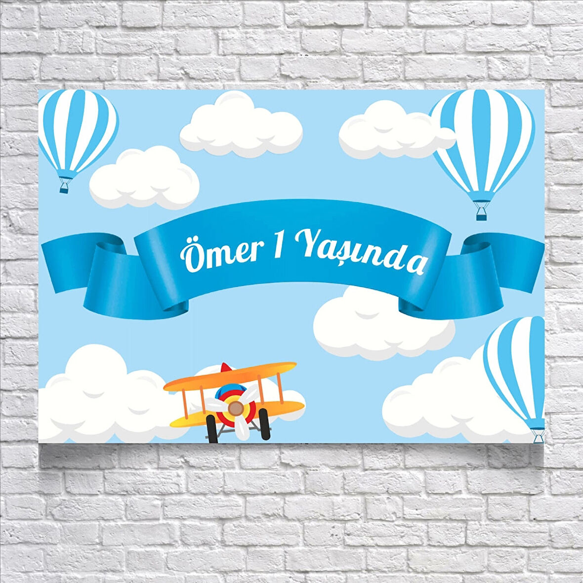 Uçak Gökyüzü Temalı Doğum Günü Afişi 50X70 cm