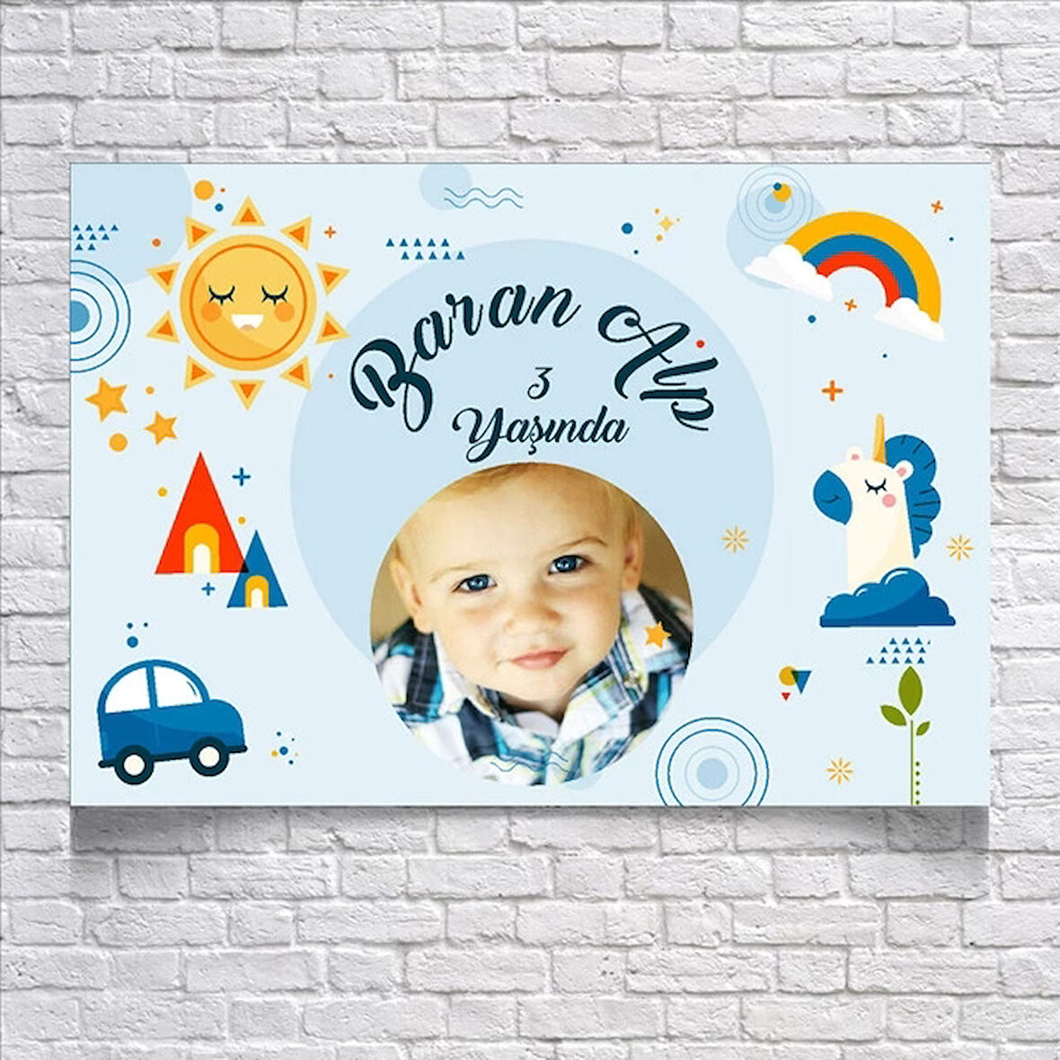 Mavi Oyuncak Temalı Doğum Günü Afişi Resimli 50x70 Cm