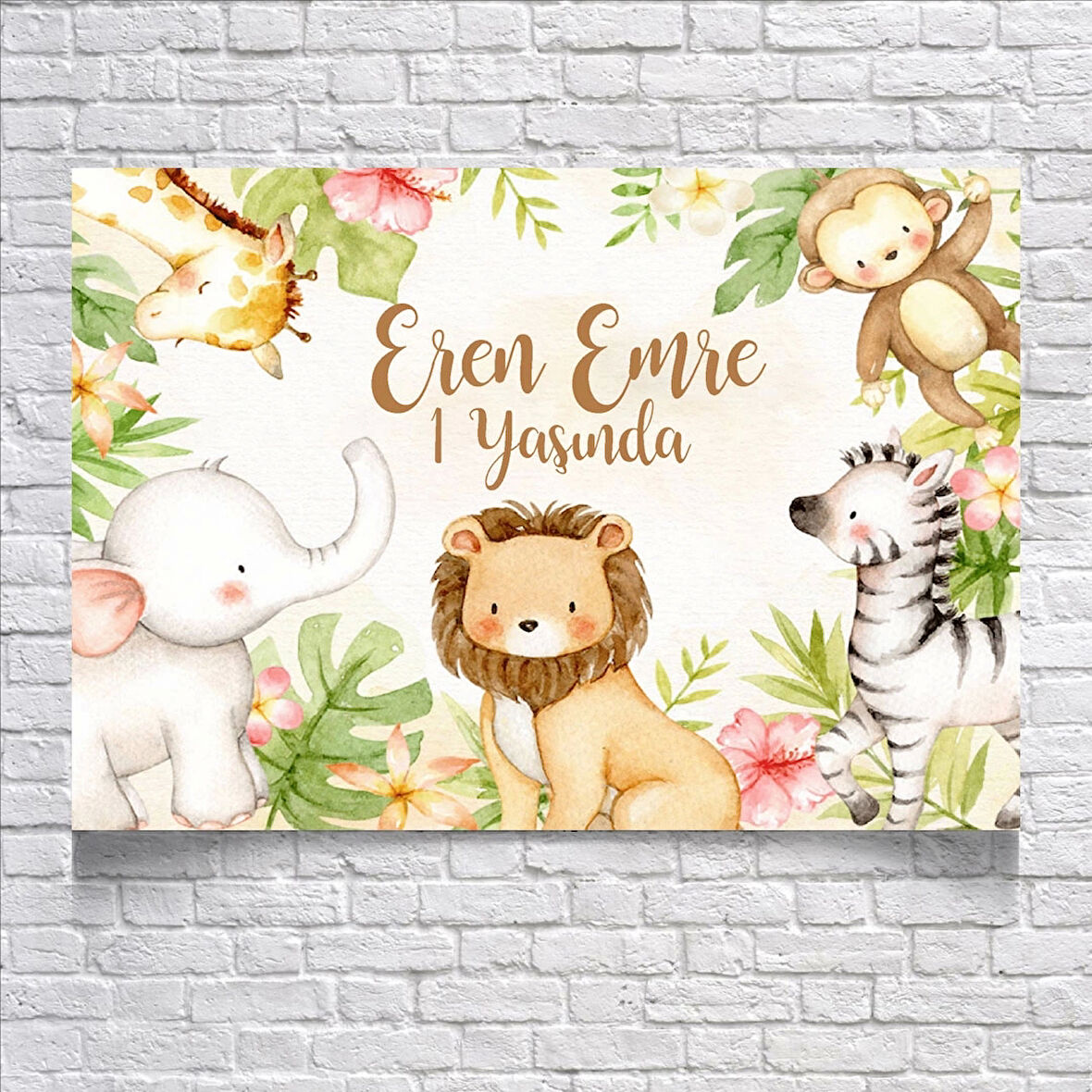 Safari Temalı Doğum Günü Afişi 100X150 cm