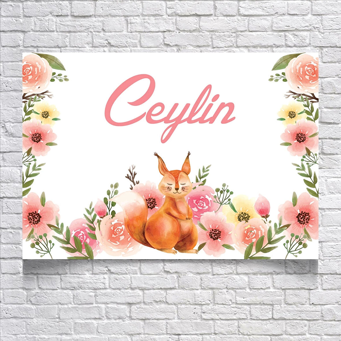 Çiçekli Sincap Temalı Doğum Günü Afişi 70X100 cm