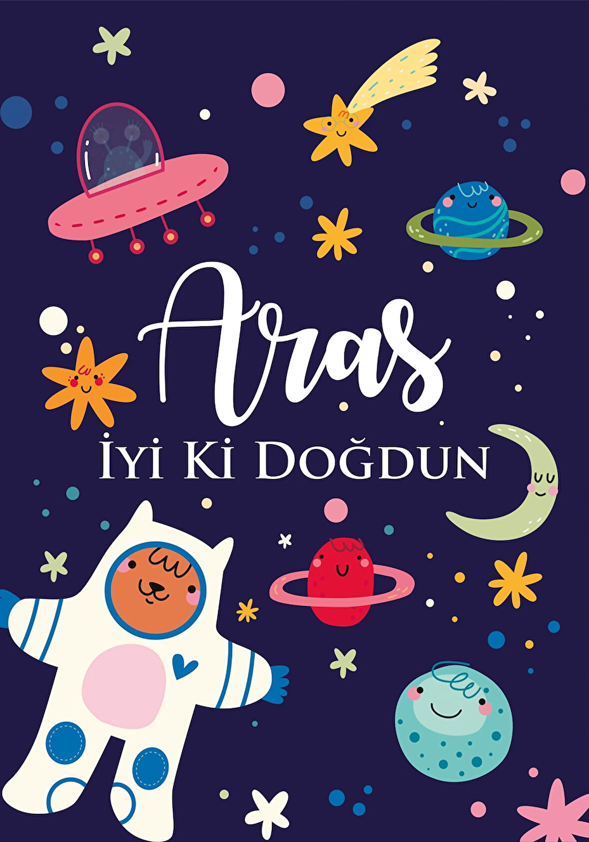 Uzay Temalı Doğum Günü Afişi 70X100 cm