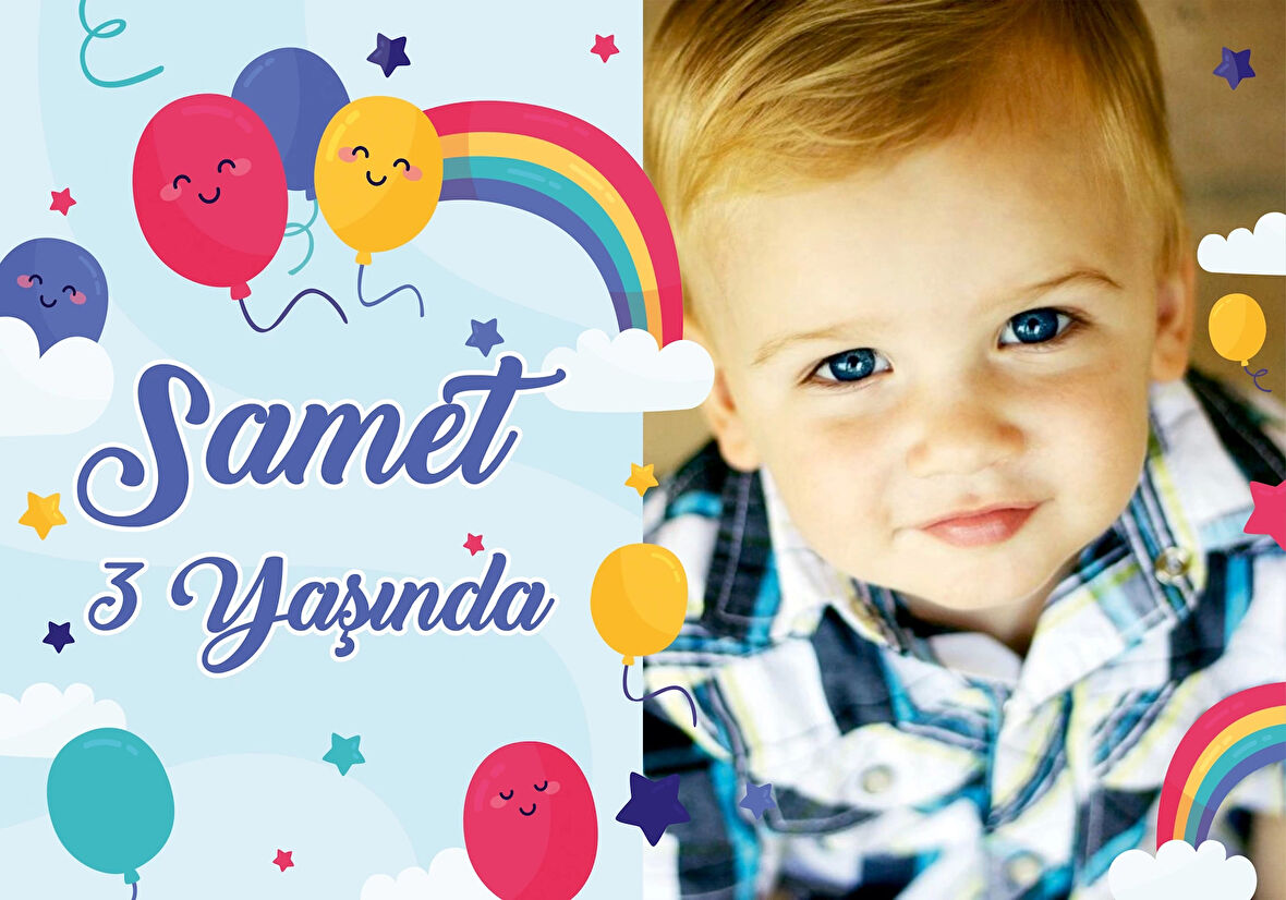 Gökkuşağı Temalı Doğum Günü Afişi 50X70 cm