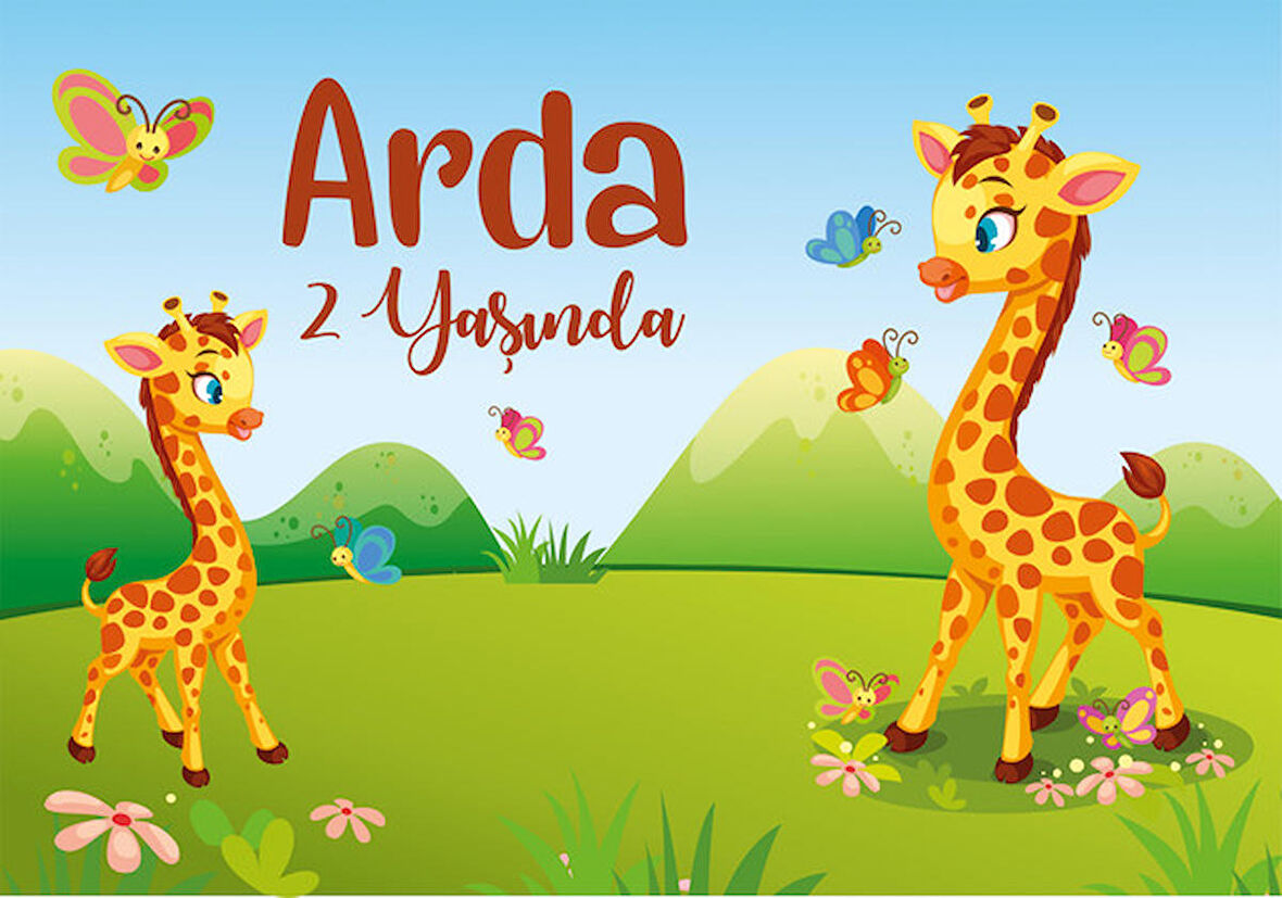 Zürafa Temalı Doğum Günü Afişi 50 x 70