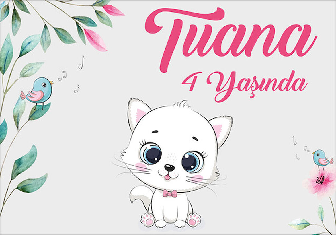 Kedi Teamlı Doğum Günü Afişi 50 x 70