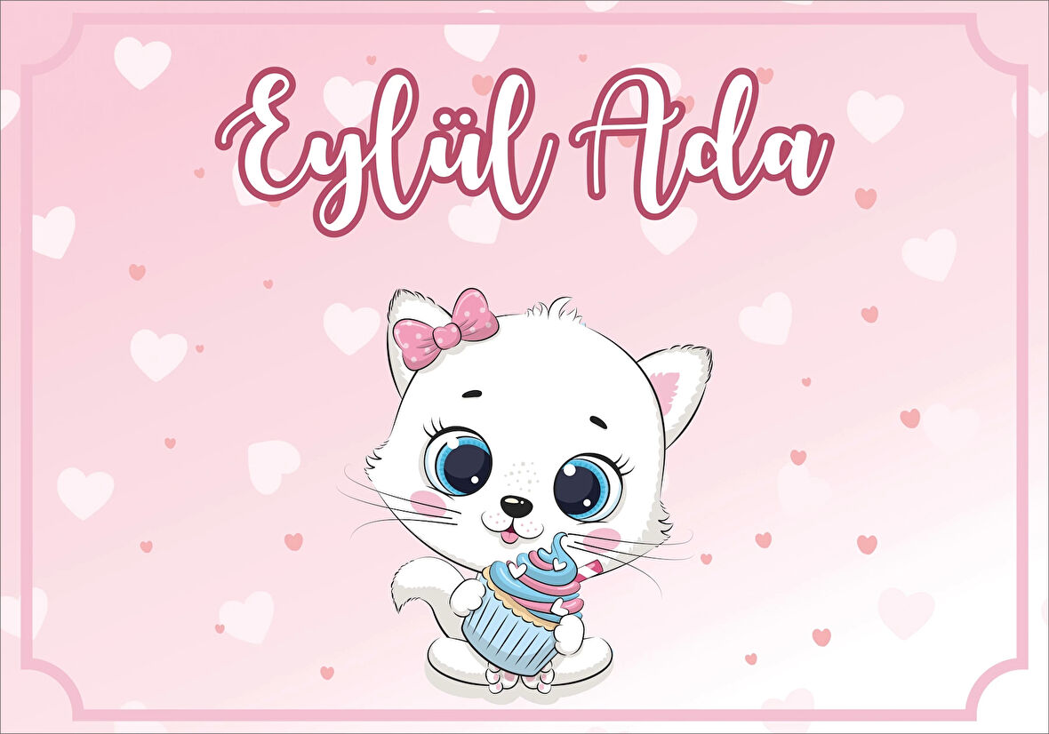 Kedi Teamlı Doğum Günü Afişi 100X150 cm