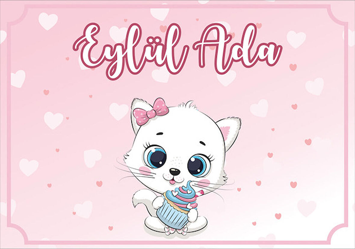 Kedi Teamlı Doğum Günü Afişi 50 x 70