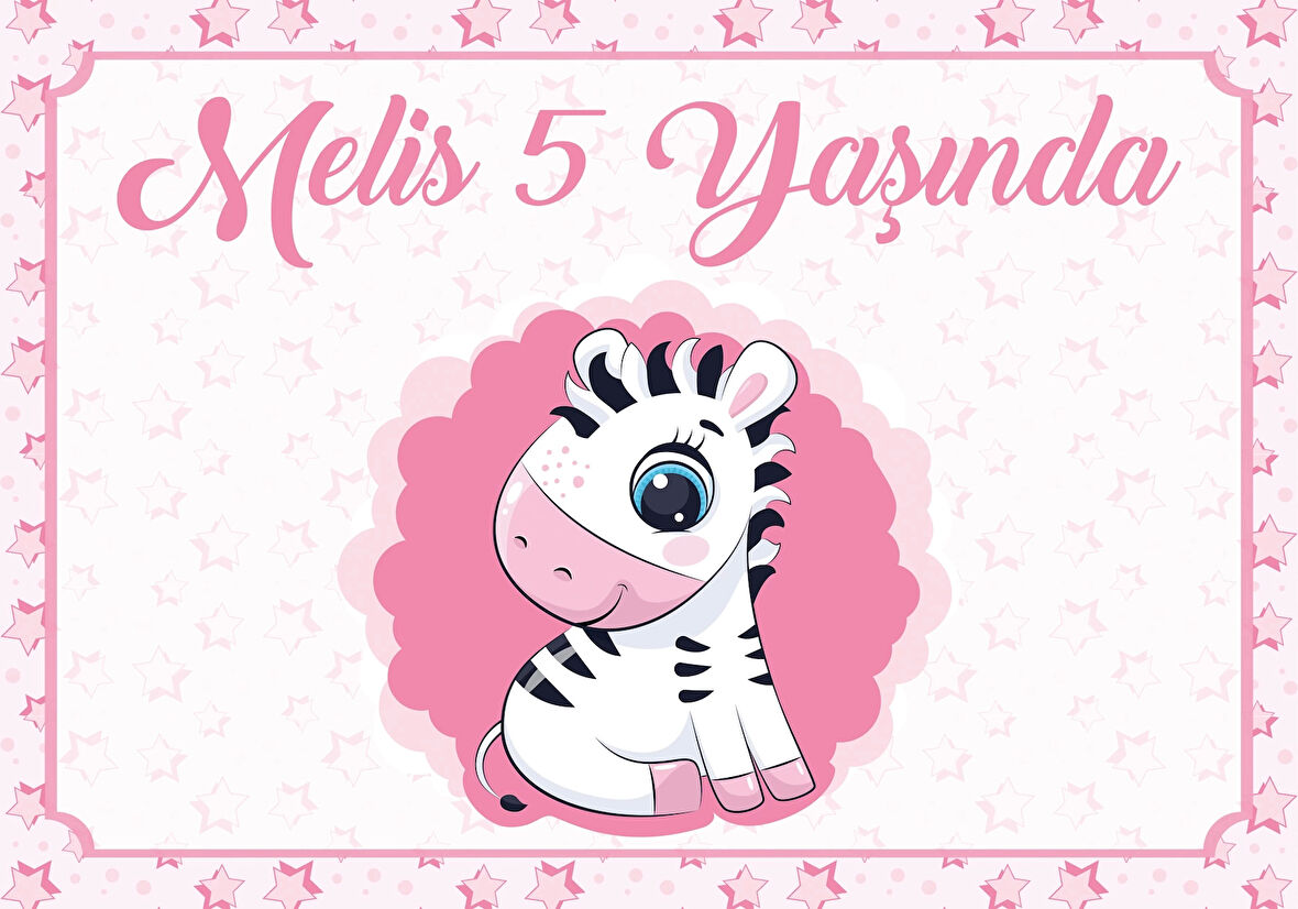 Zebra Temalı Doğum Günü Afişi 50X70 cm