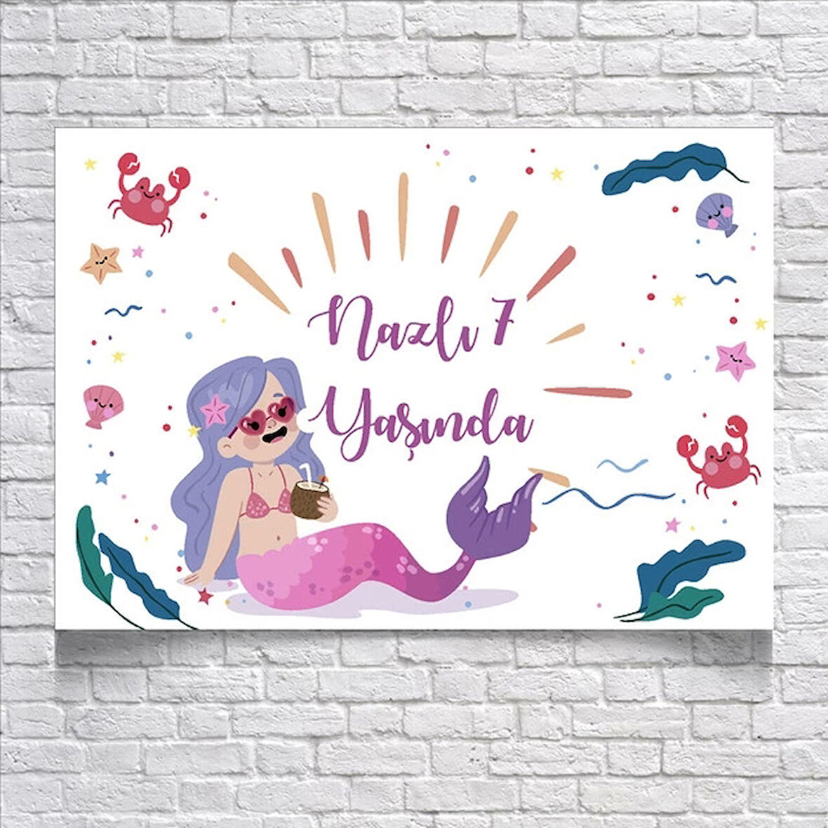 Deniz Kızı Temalı Doğum Günü Afişi 70x100 Cm