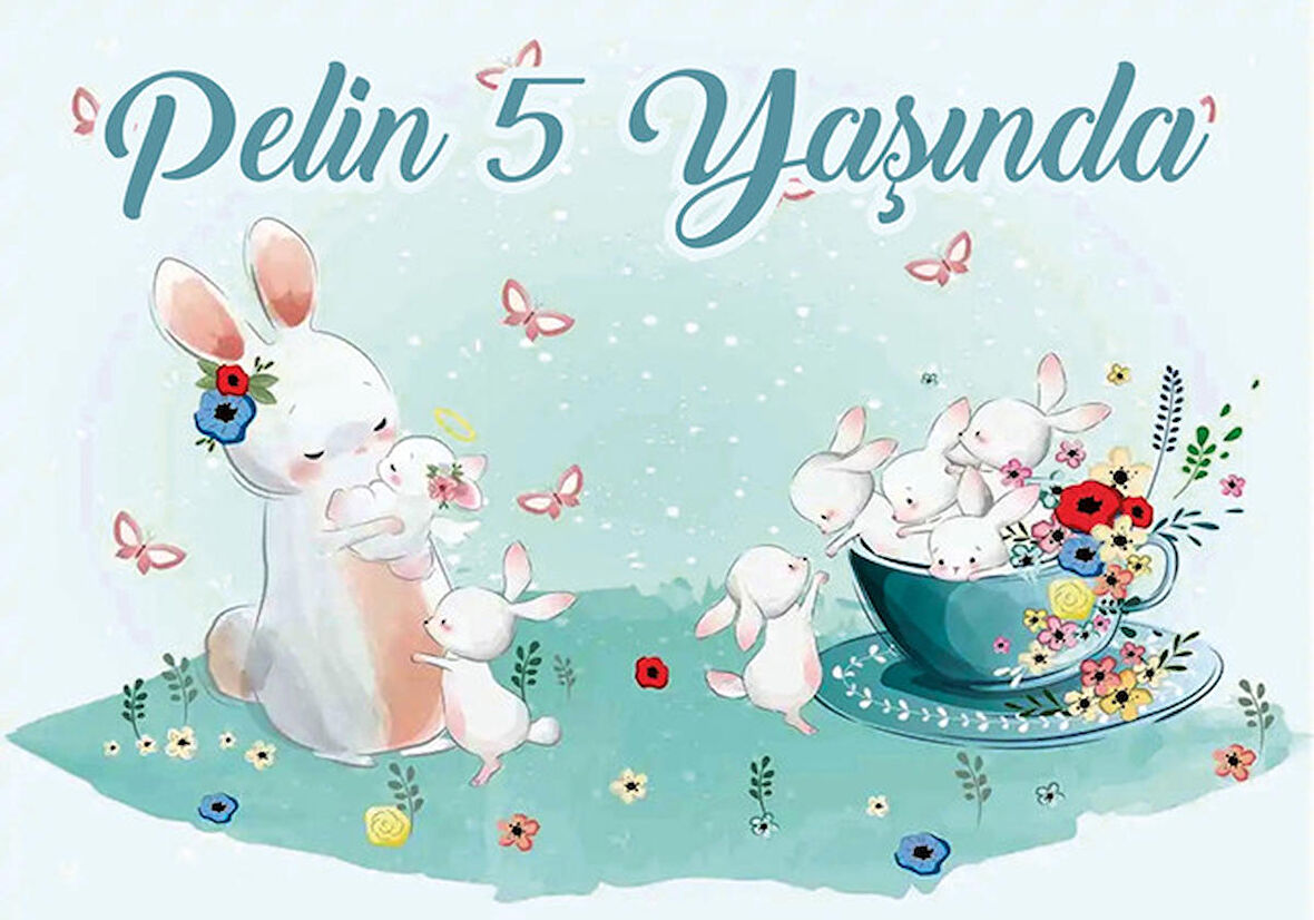 Tavşan Temalı Doğum Günü Afişi 35X50 cm