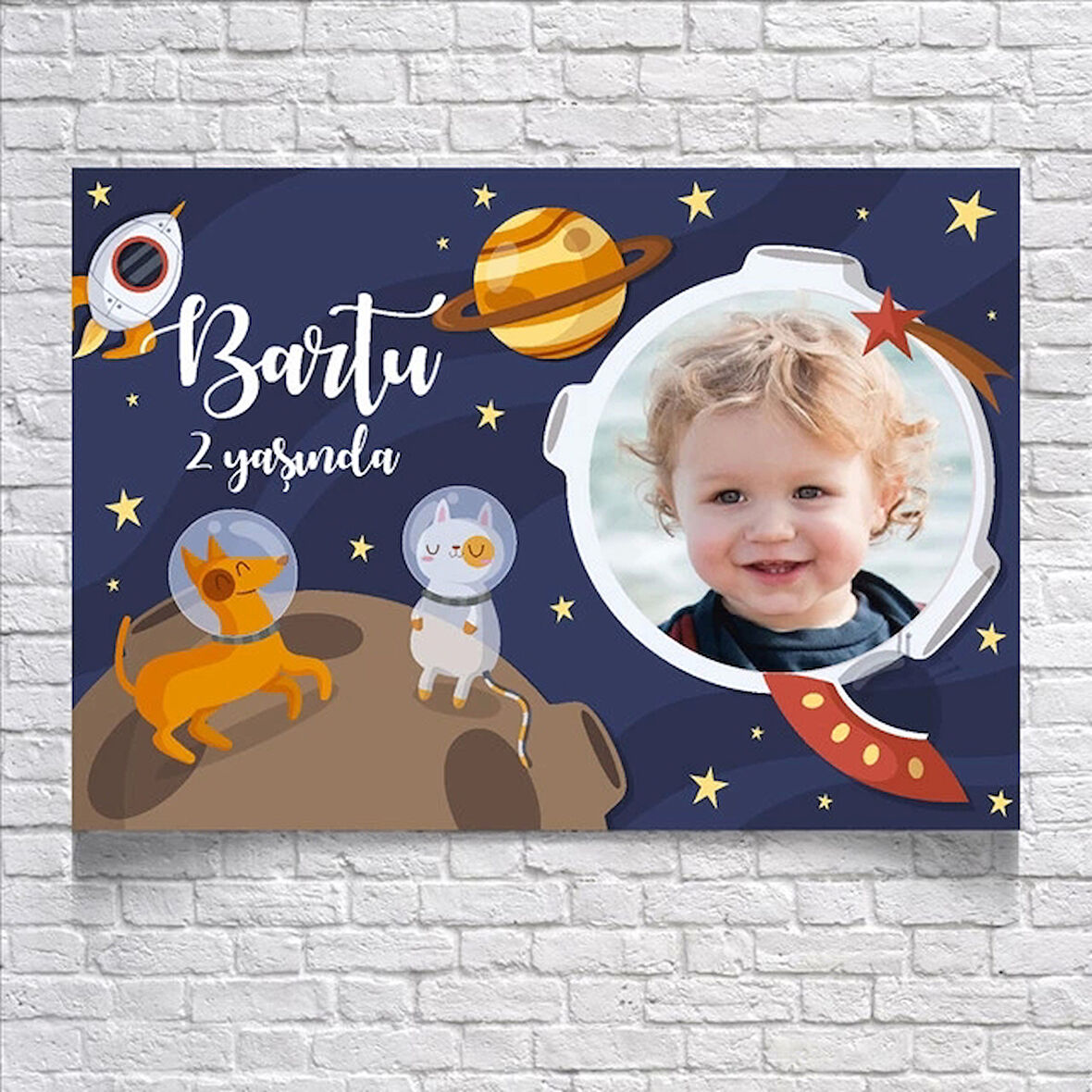 Uzay Temalı Doğum Günü Afişi Resimli 35x50 Cm