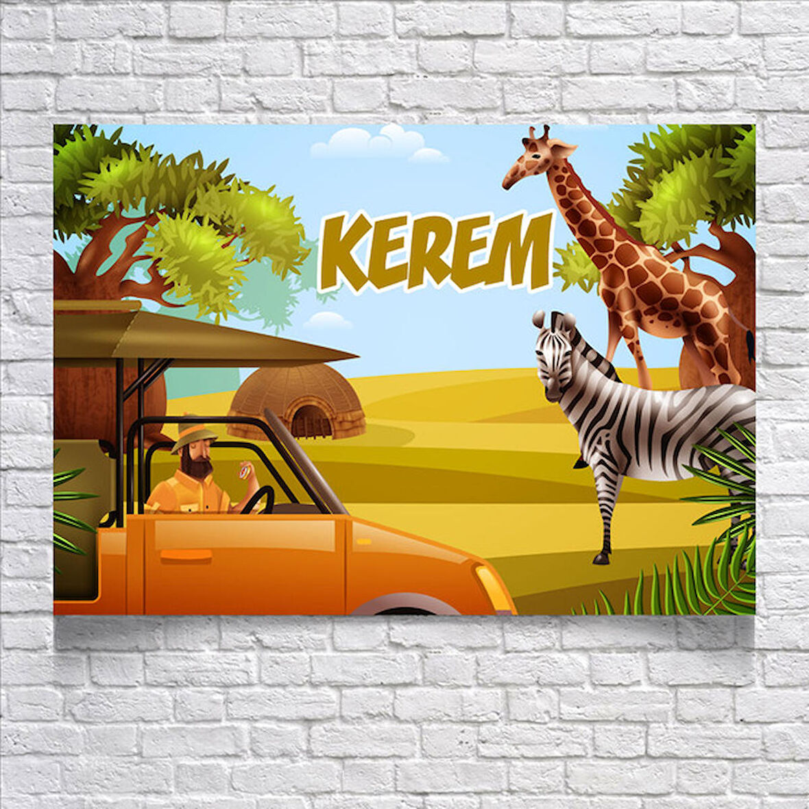 Safari Temalı Doğum Günü Afişi 100x150 cm