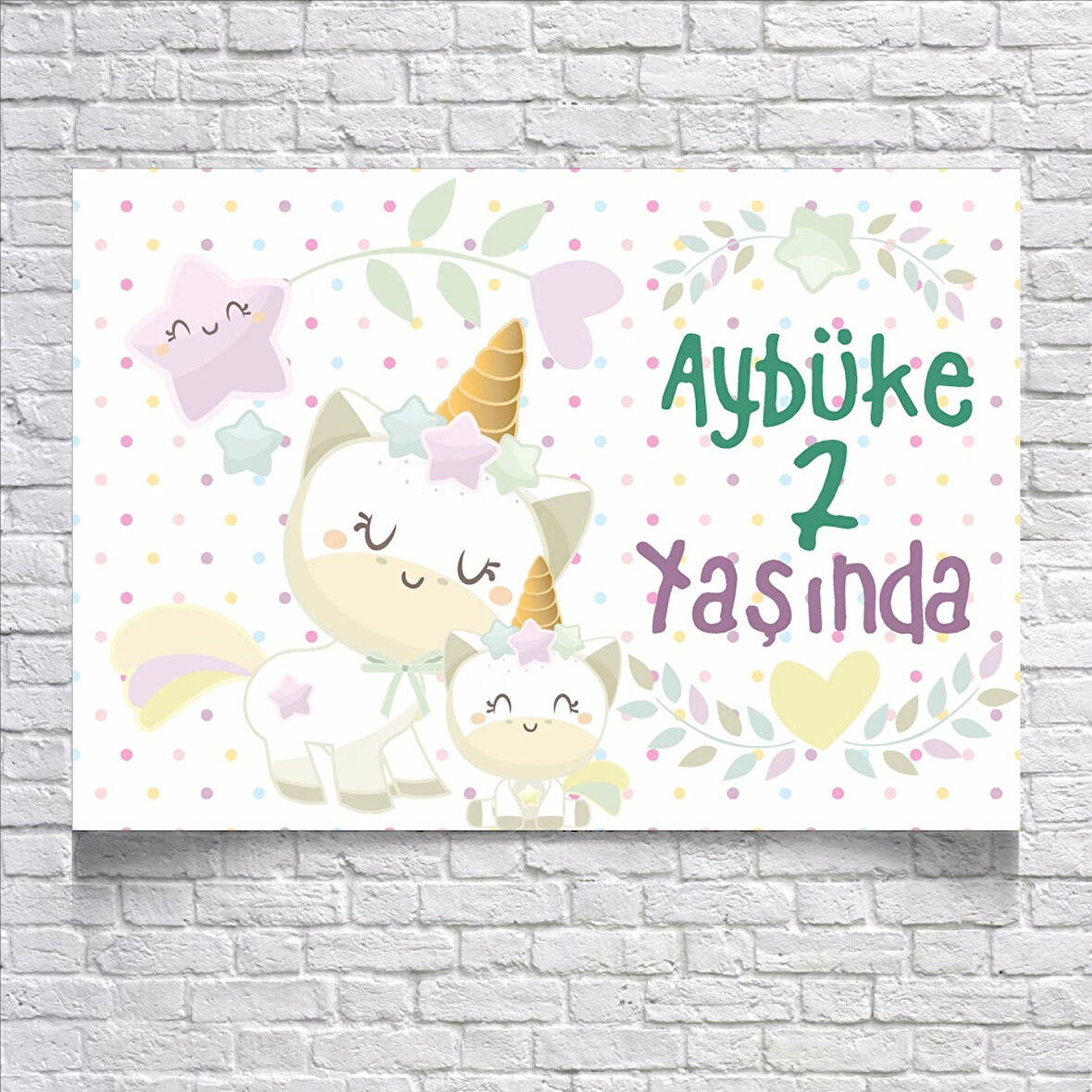 Sevimli Unicorn Temalı Doğum Günü Afişi 50X70 cm