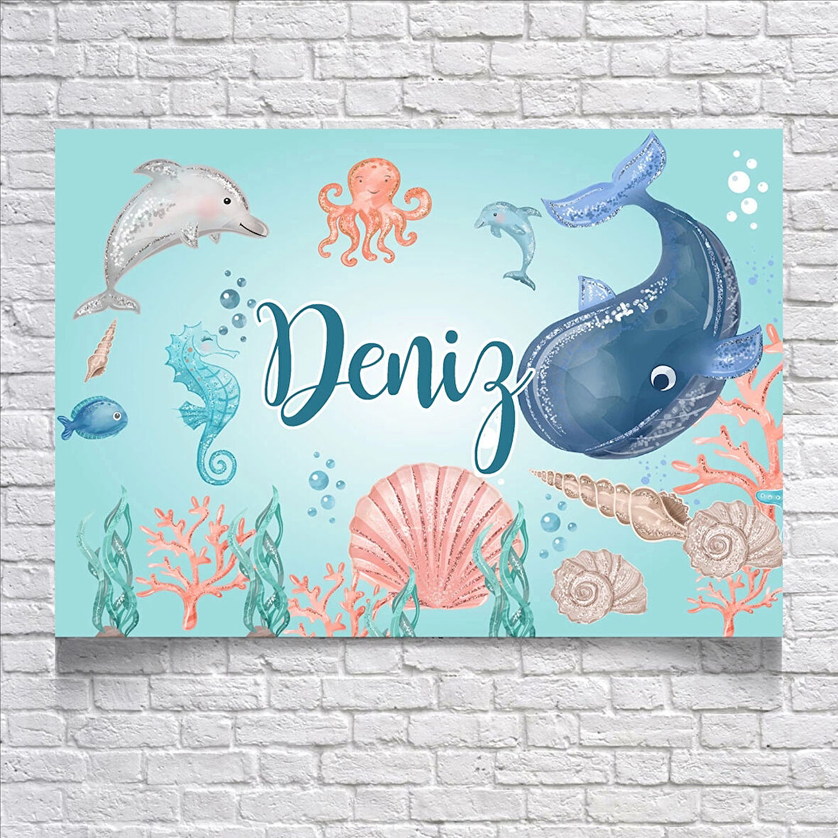 Yunus ve Balık Temalı Doğum Günü Afişi 50X70 cm