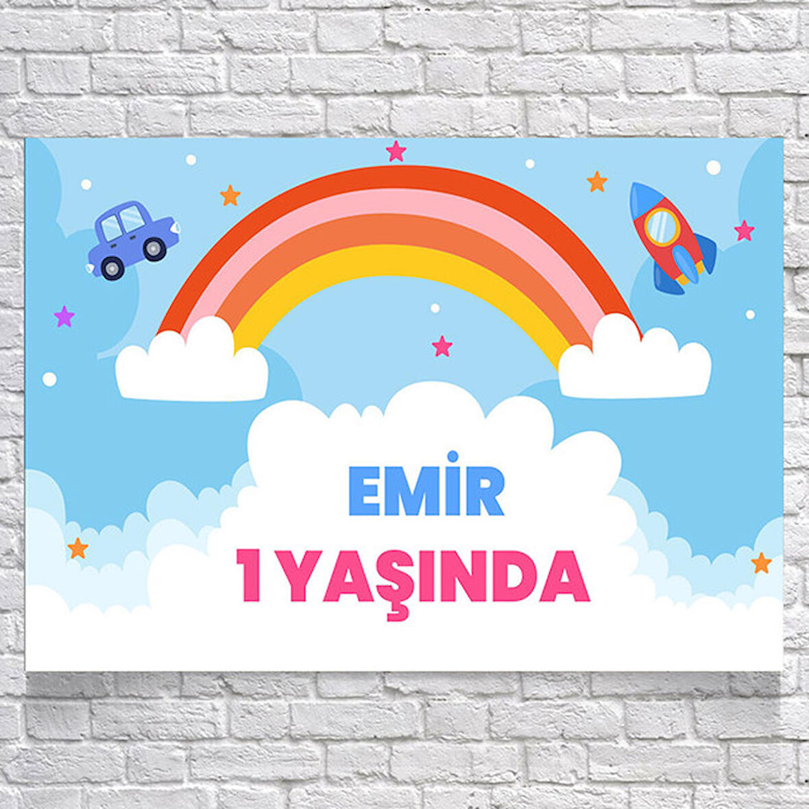 Gökkuşağı Temalı Doğum Günü Afişi 70 x 100