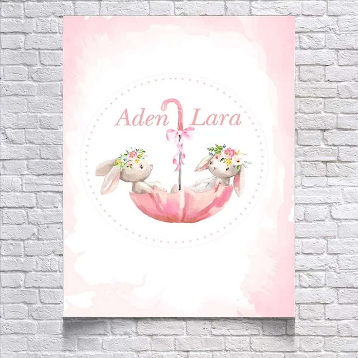 Pembe Tavşan Temalı Doğum Günü Afişi 50x70 Cm