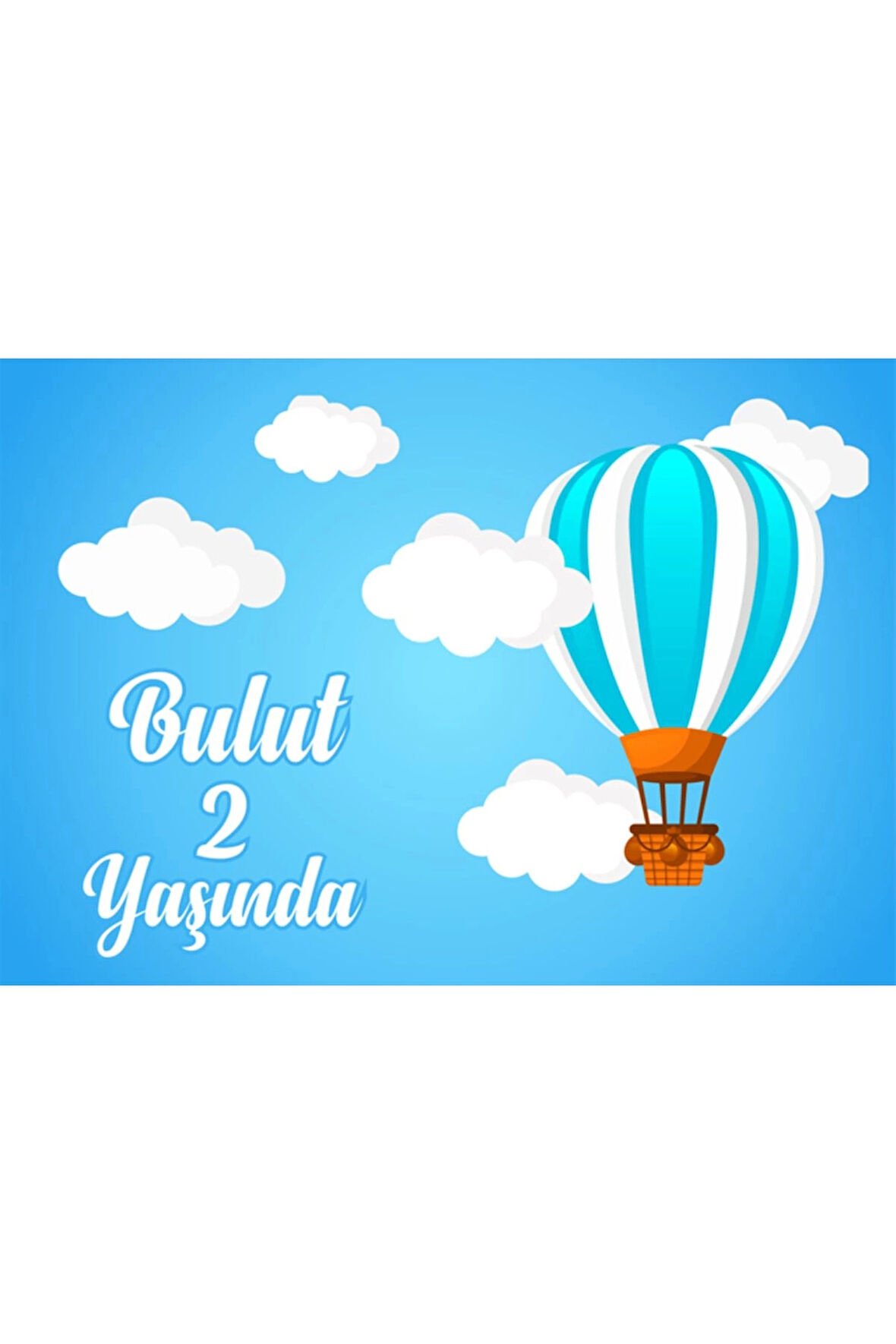 Bulut ve Balon Temalı Doğum Günü Afişi 50X70 cm