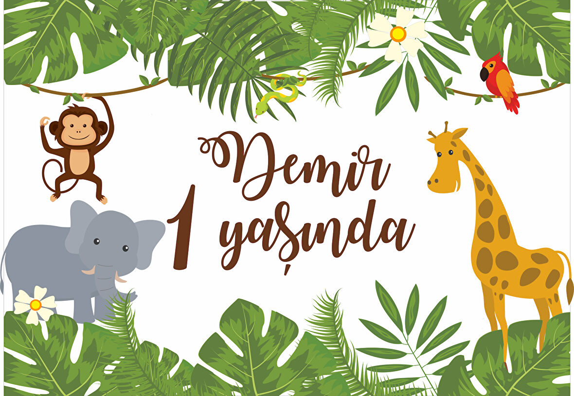 Safari Temalı Doğum Günü Afişi 70X100 cm