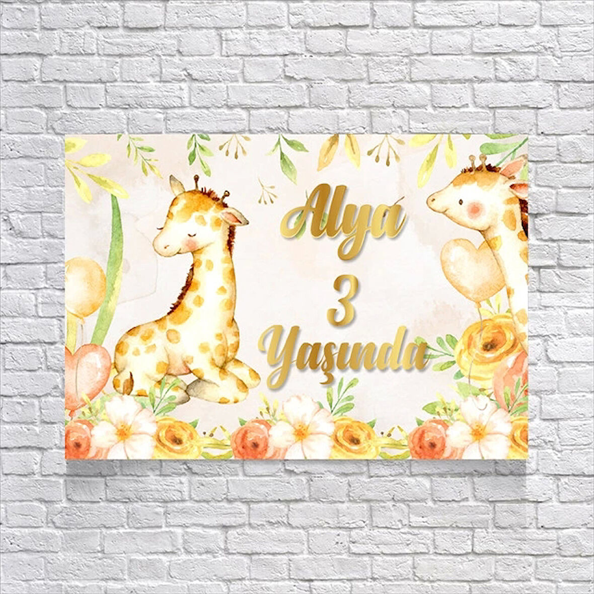 Zürafa Temalı Doğum Günü Afişi 70x100 Cm