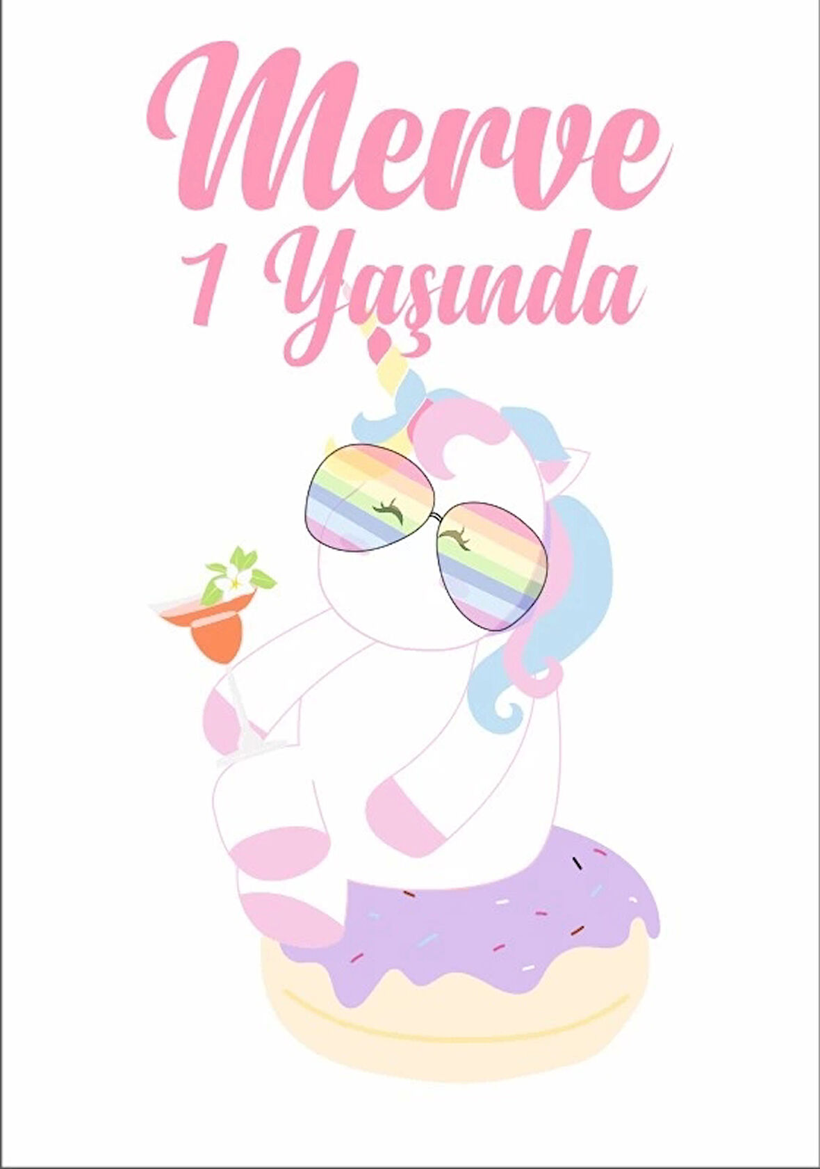 Unicorn Temalı Doğum Günü Afişi 100X150 cm