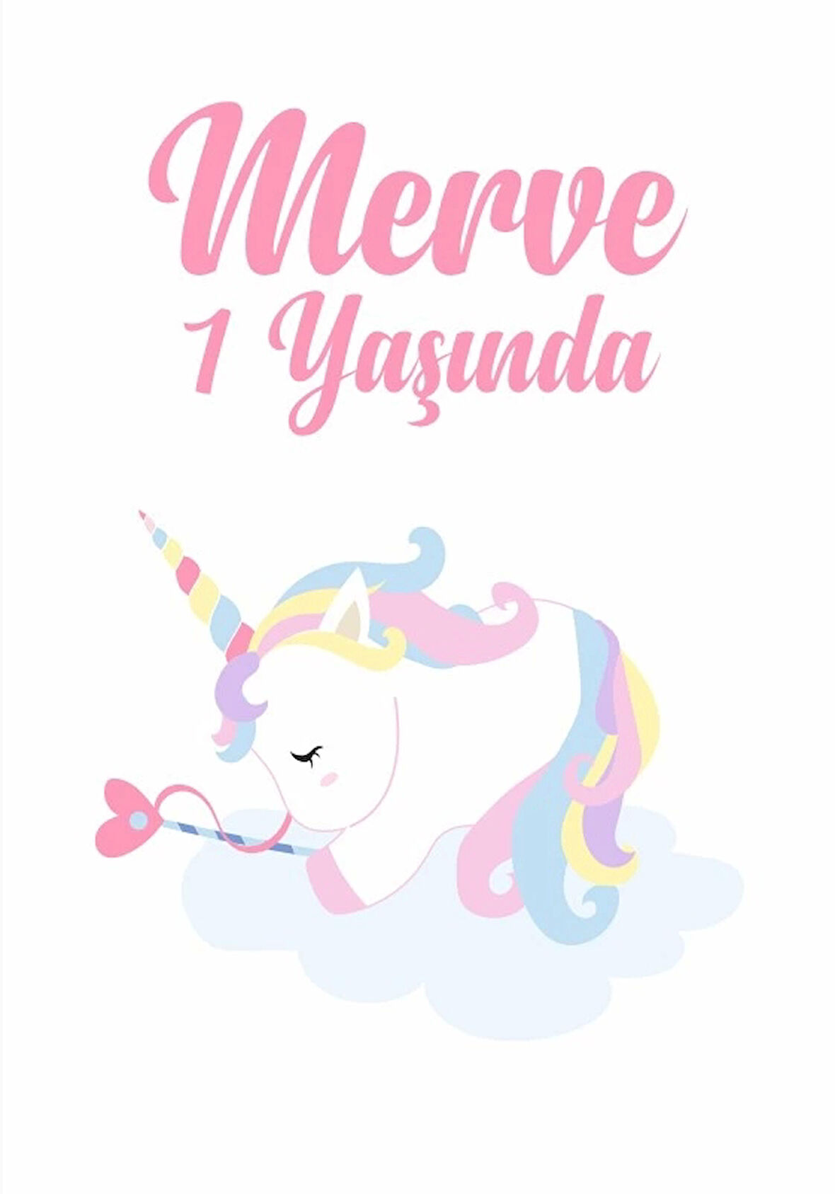 Unicorn Temalı Doğum Günü Afişi 35X50 cm