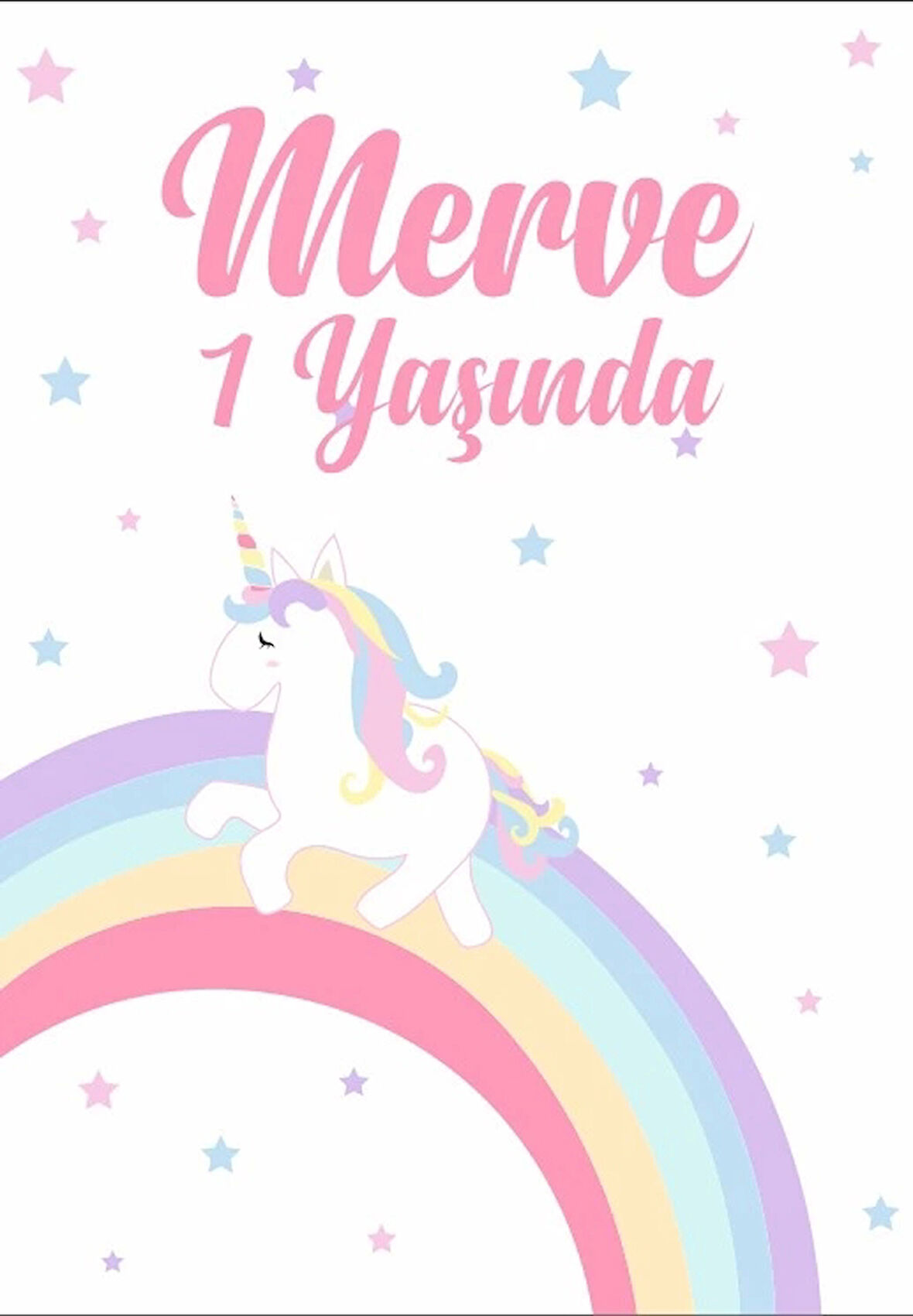 Unicorn Temalı Doğum Günü Afişi 50X70 cm