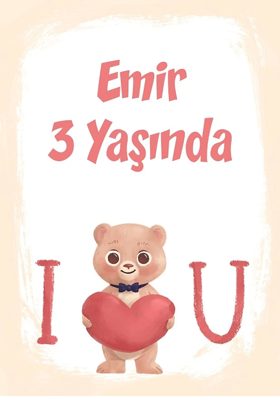 I love You Ayı Temalı Doğum Günü Afişi 35X50 cm