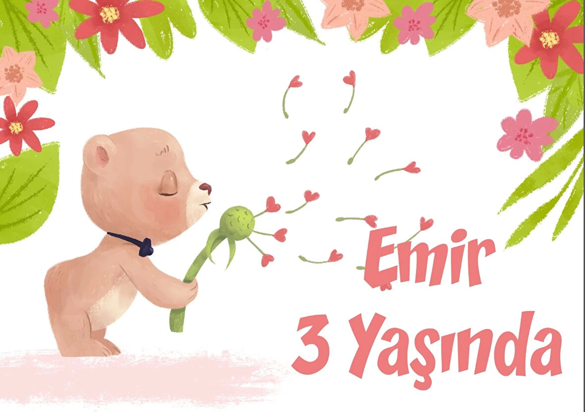 Sevimli Ayıcık Temalı Doğum Günü Afişi 70X100 cm