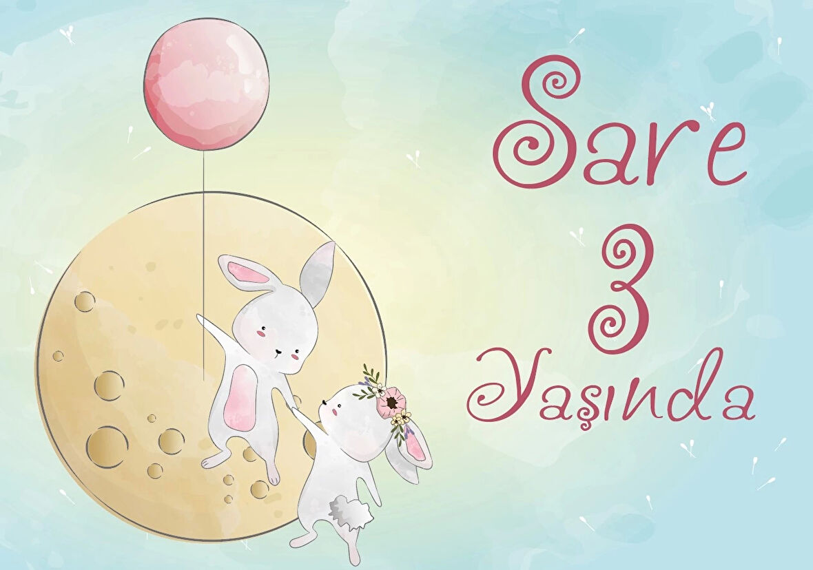 Sevimli Tavşanlar Doğum Günü Afiş 50X70 cm