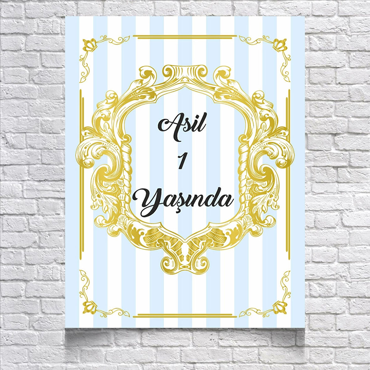 Mavi Çizgili Doğum Günü Afişi 70x100 Cm