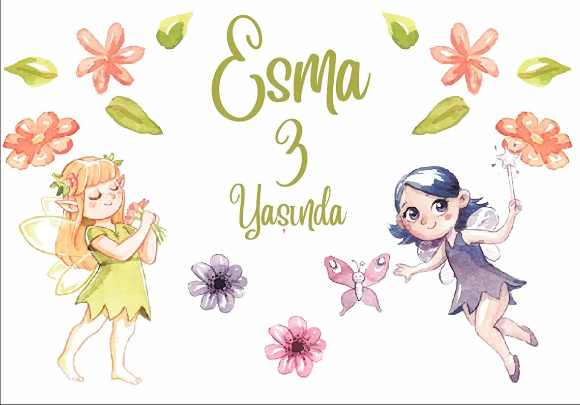 Peri Temalı Doğum Günü Afişi 70X100 cm