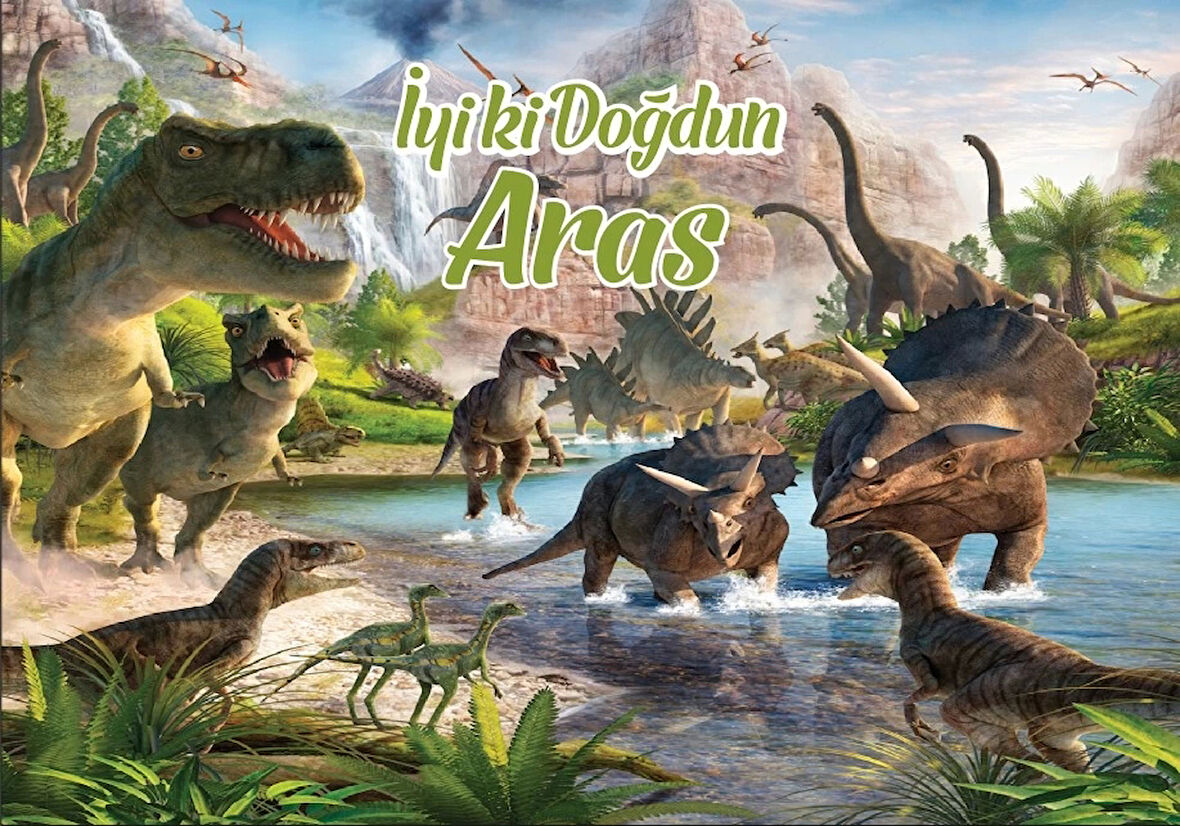 Dinazor Temalı Doğum Günü Afişi 35X50 cm