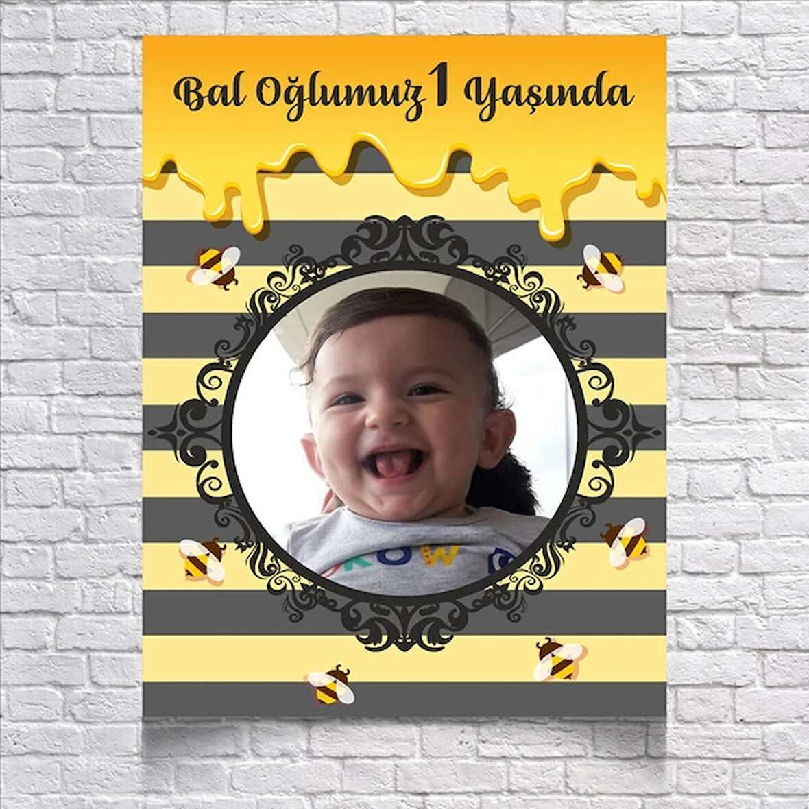 Bal Temalı Doğum Günü Afişi Resimli 50x70 Cm