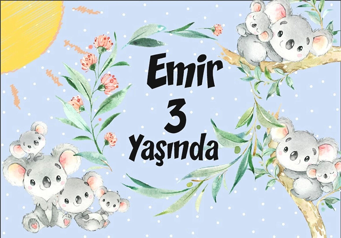 Sevimli Kedi Temalı Doğum Günü Afişi 70X100 cm