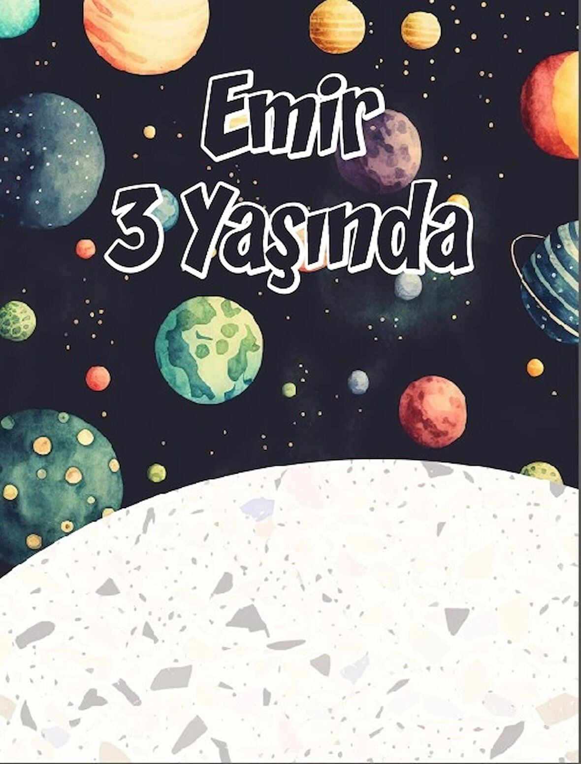 Uzay Temalı Doğum Günü Afişi 50X70 cm