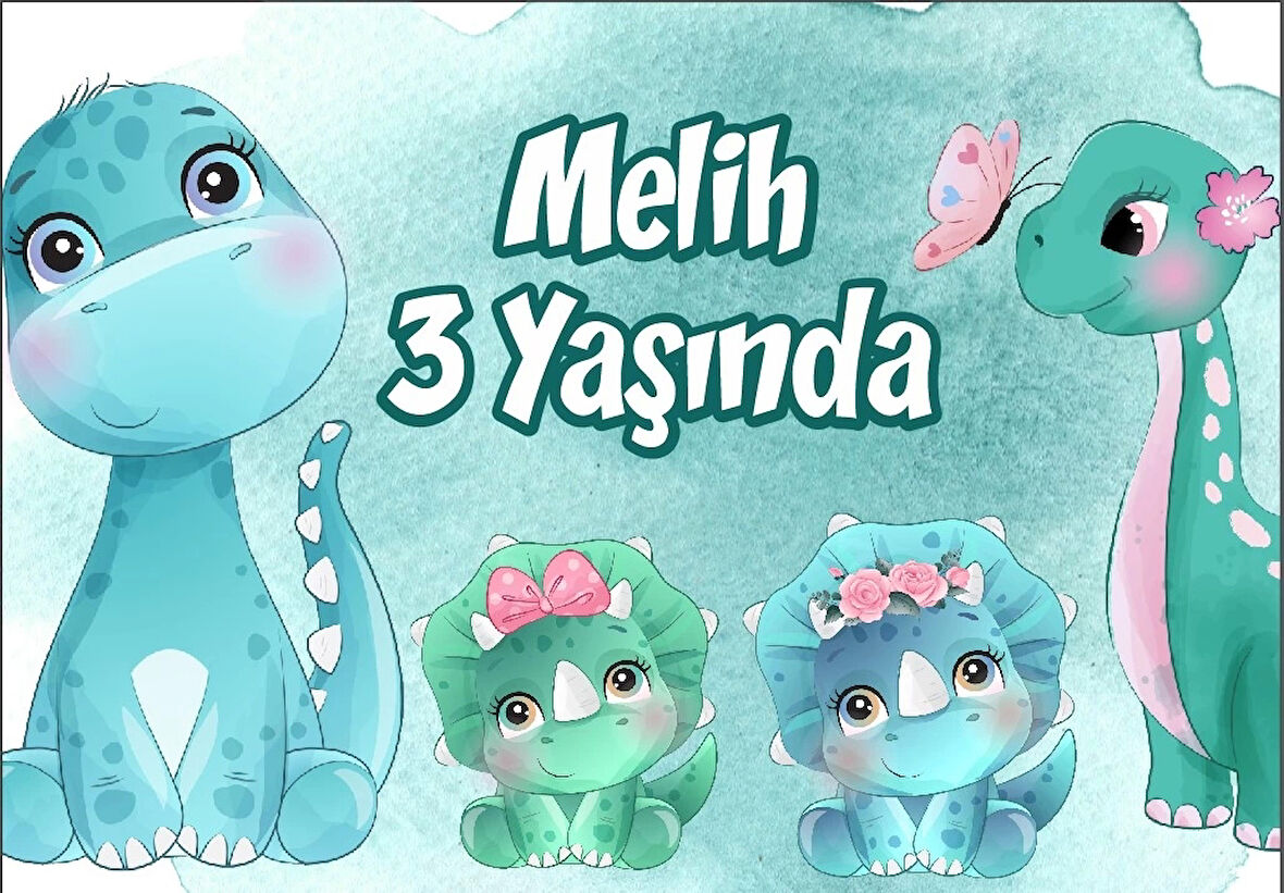 Dinozorlar Temalı Doğum Günü Afişi 50X70 cm