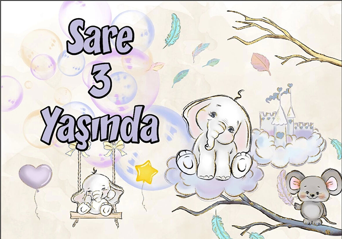 Sevimli Hayvanlar Temalı Doğum Günü Afişi 50X70 cm