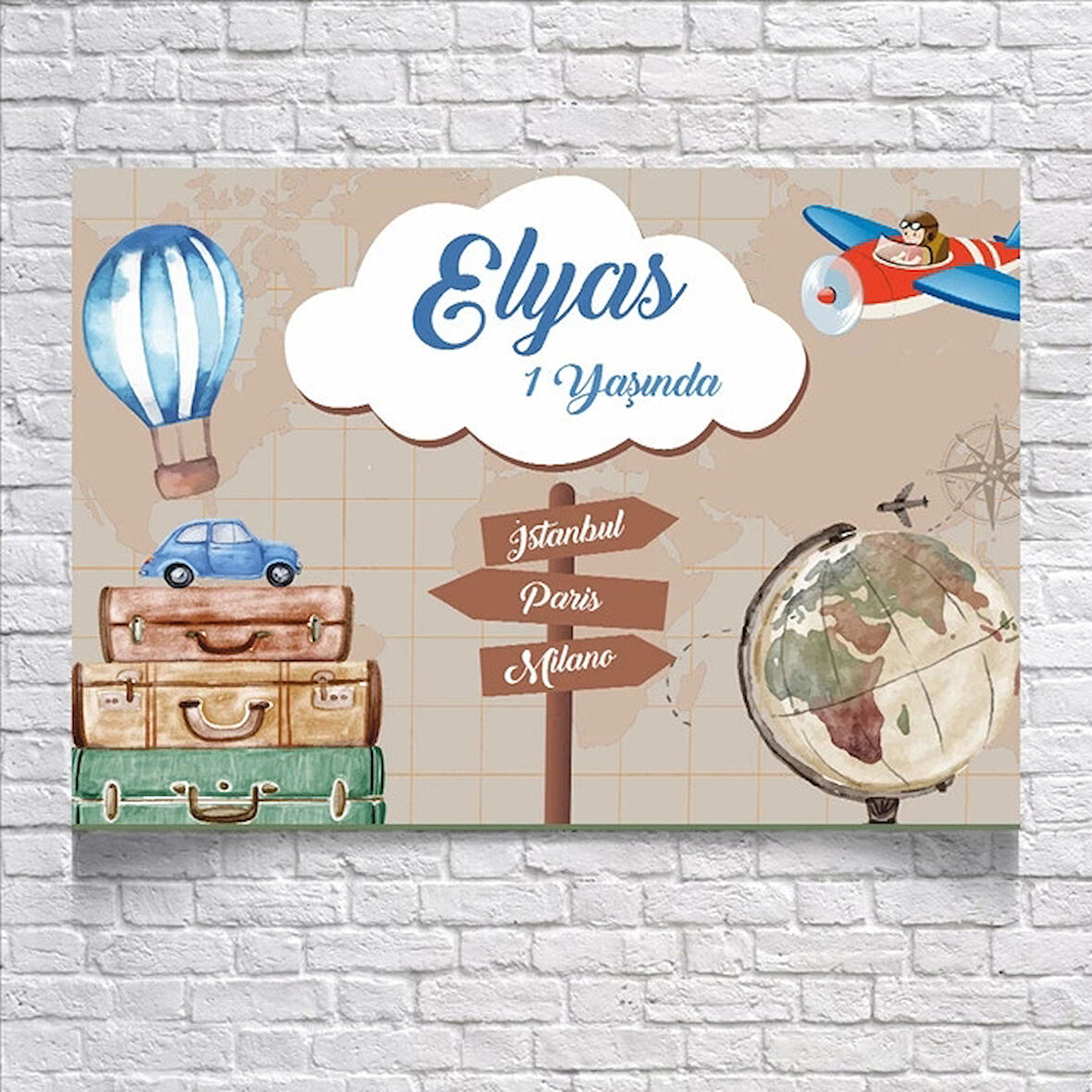 Seyehat Temalı Doğum Günü Afişi 35x50 Cm