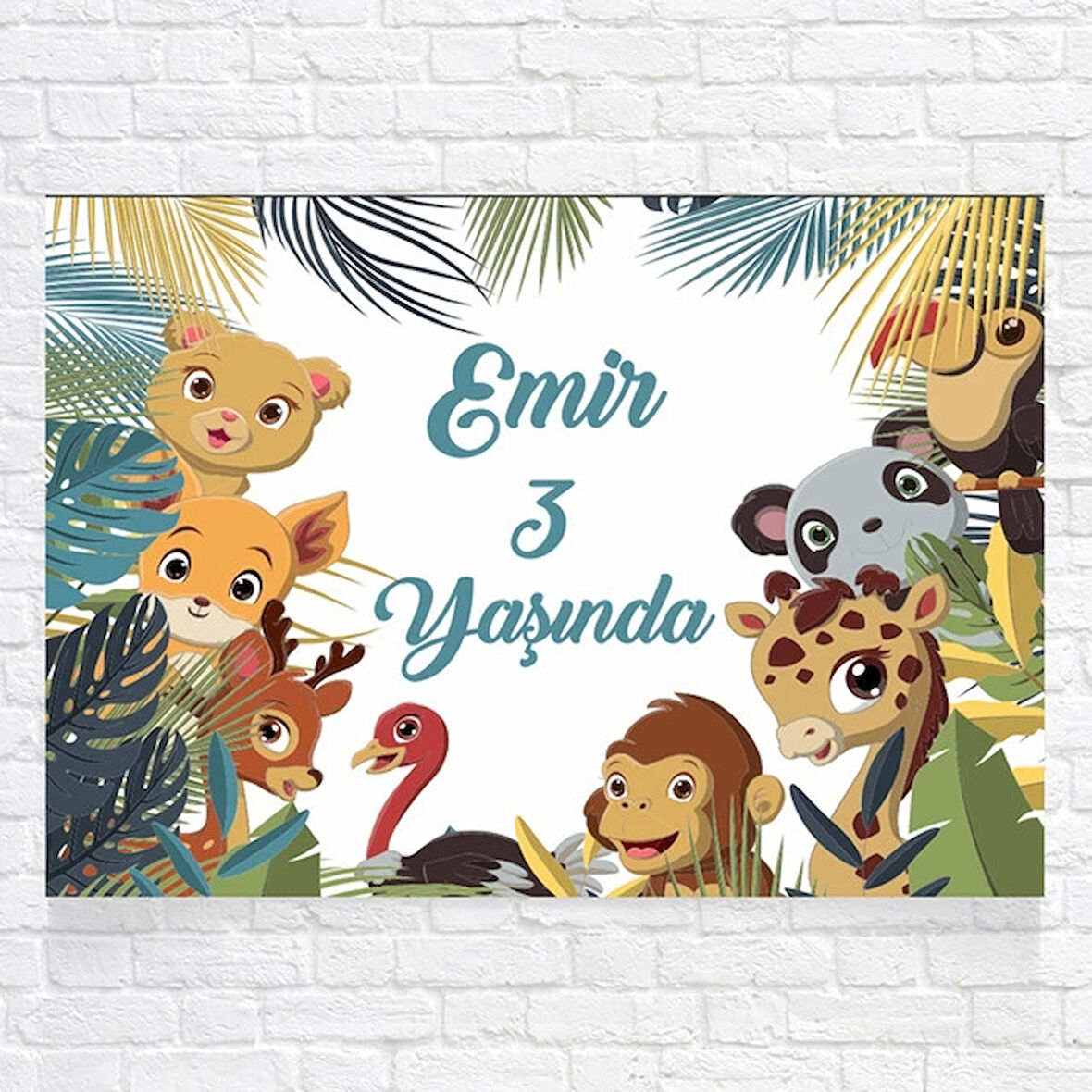 Sevimli Hayvanlar Partisi Temalı Doğum Günü Afişi 70x100 Cm